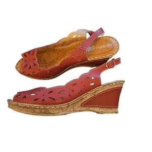 Patrizia By Spring Step Sz 40 red wedge sandals sz 9.5 or 10